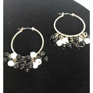 Party Earrings Black And‎ White Goldtone Super Cute